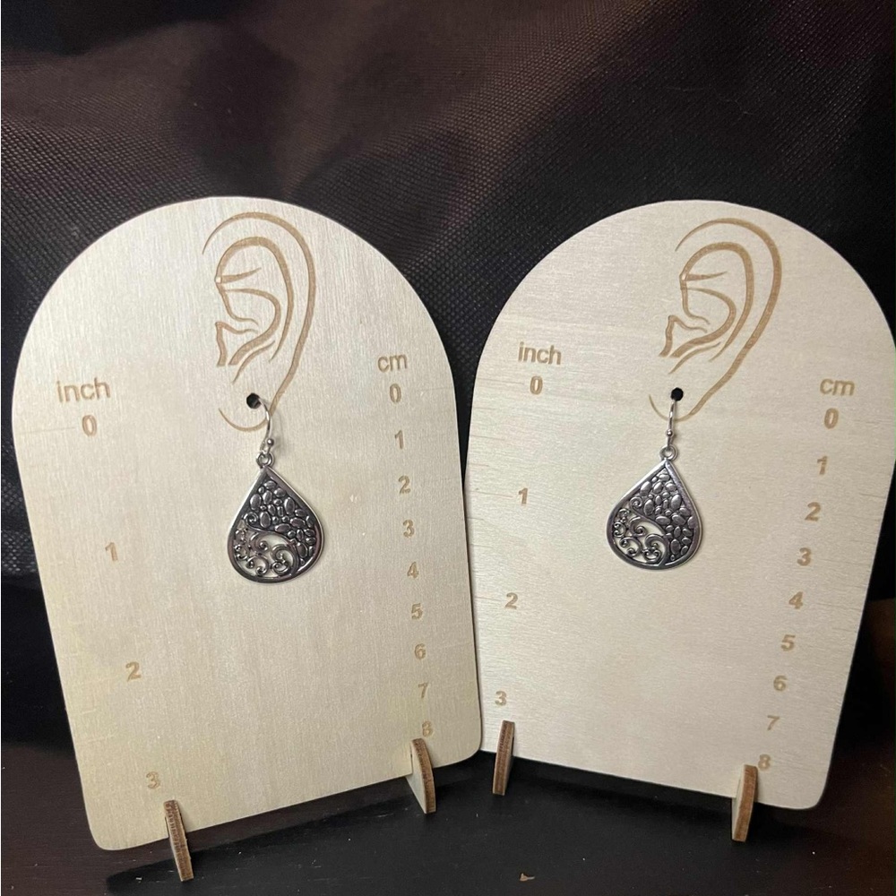 Intricate Silver Teardrop Earrings